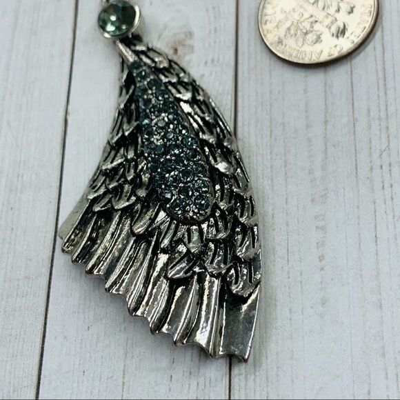 MNG Silver and Crystal Angel Wings Earrings - Picture 2 of 3